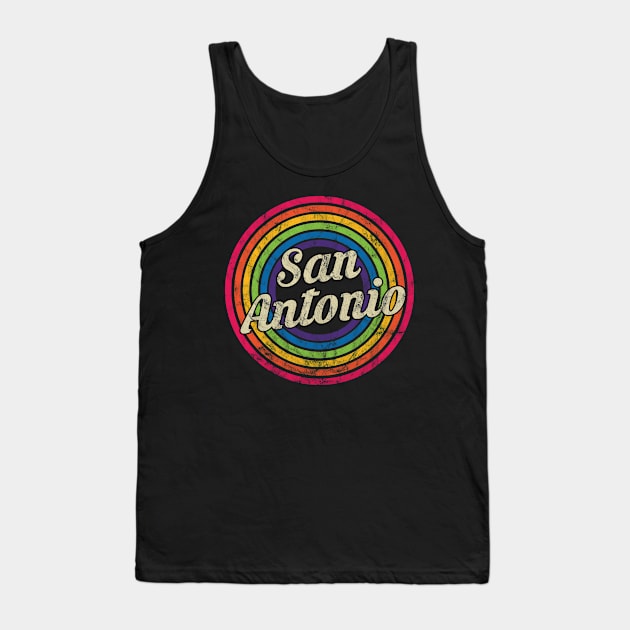 San Antonio - Retro Rainbow Faded-Style Tank Top by MaydenArt